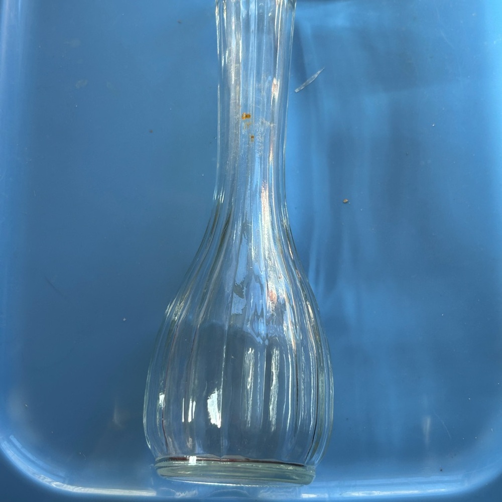 Vintage Clear Glass Ribbed Vase